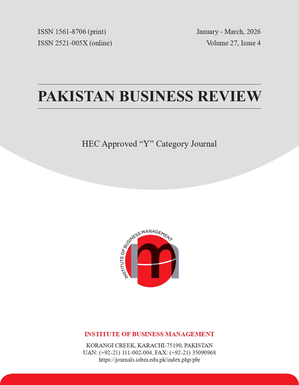 					View Vol. 27 No. 4 (2026): Pakistan Business Review
				